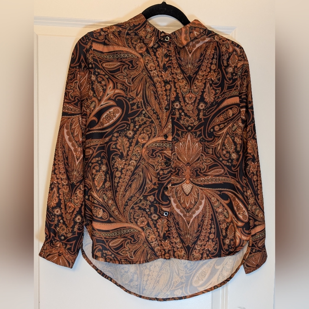 Paisley Button-Up Blouse